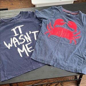 Kids Navy Blue Graphic T-Shirts - Crab and Slogan Design